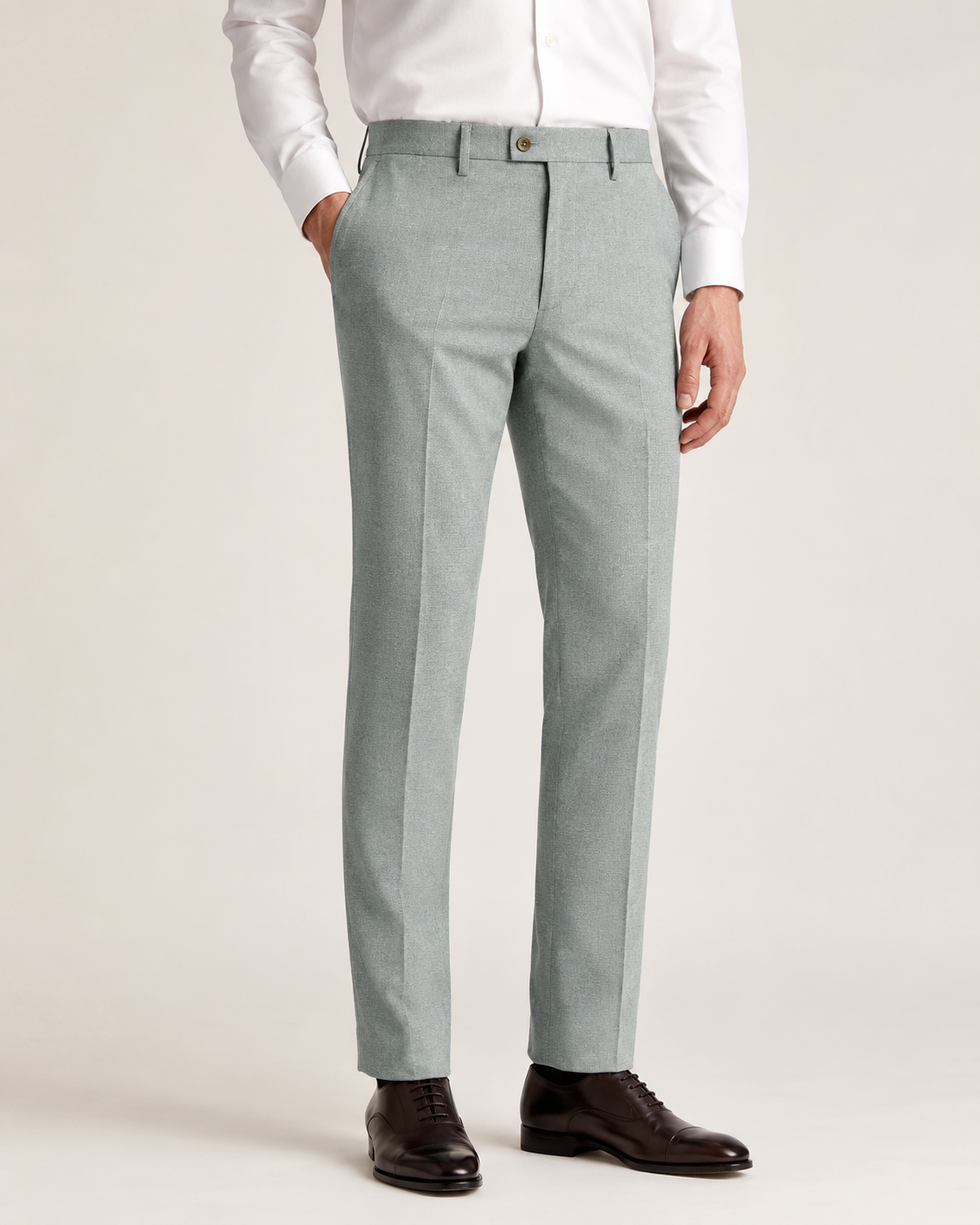 BE/1 Tailored Trouser - Mint worn by model