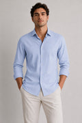 BE/1 Textured Linen Shirt - Sky Blue product image