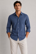 BE/1 Textured Linen Shirt - Steel Blue product image
