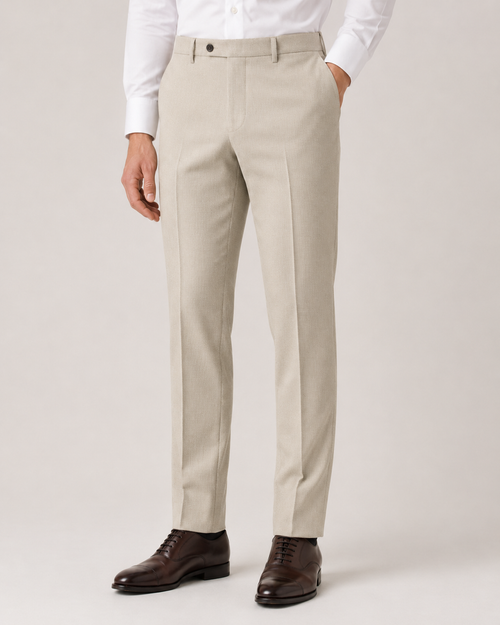 BE/1 Textured Tailored Trouser - Stone worn by model