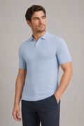 ONEFORM™ Clean Knit Polo - Pale Blue worn by model
