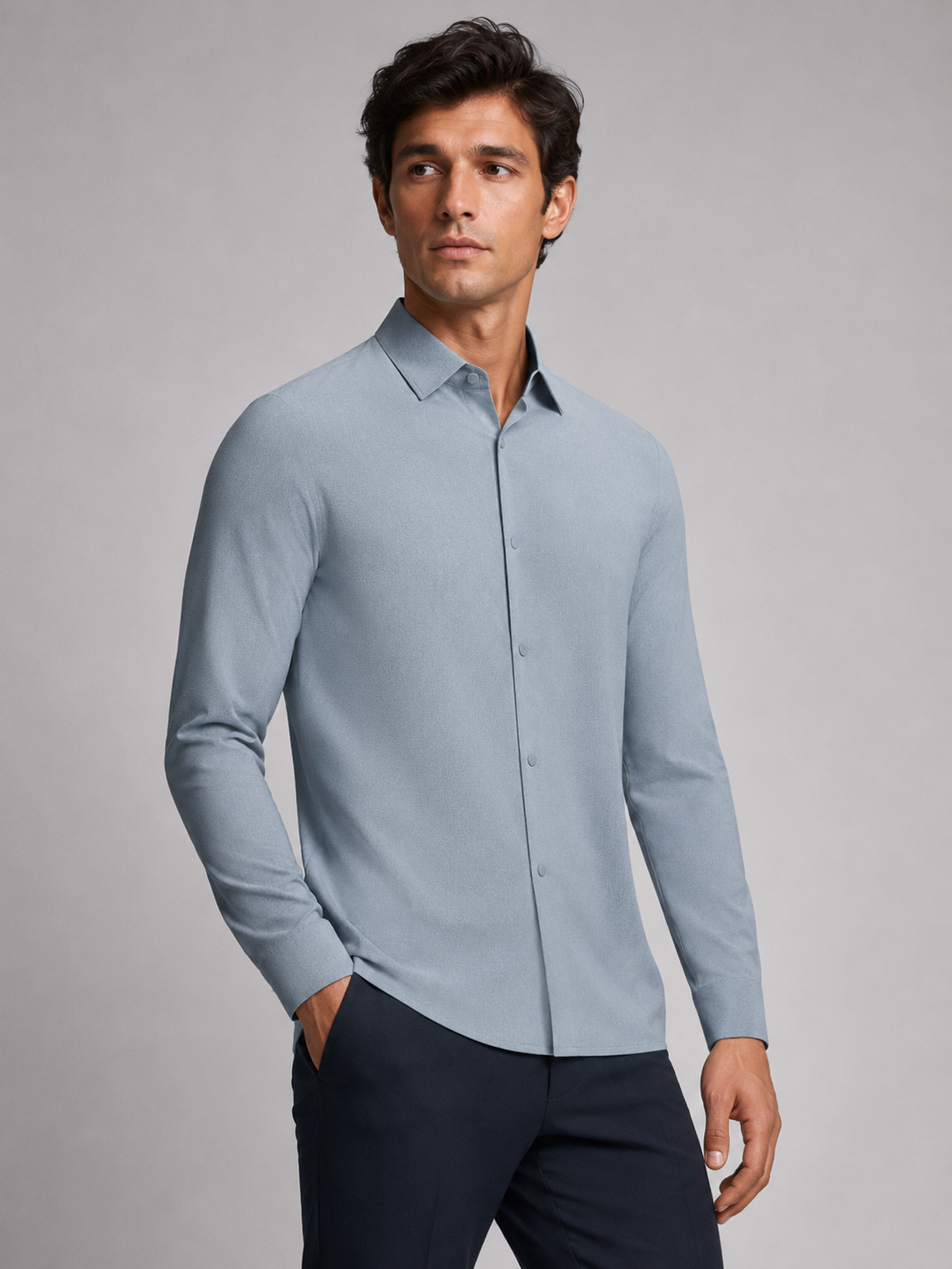 ONEFORM™ Drift Shirt - Slate Blue worn by model