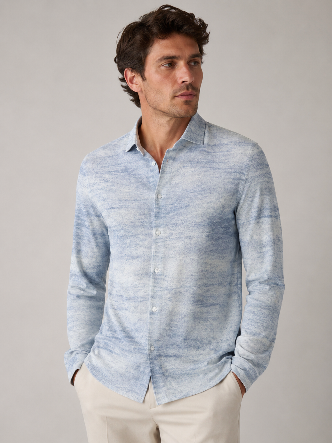 ONEFORM™ Marble Shirt - Sky Blue worn by model