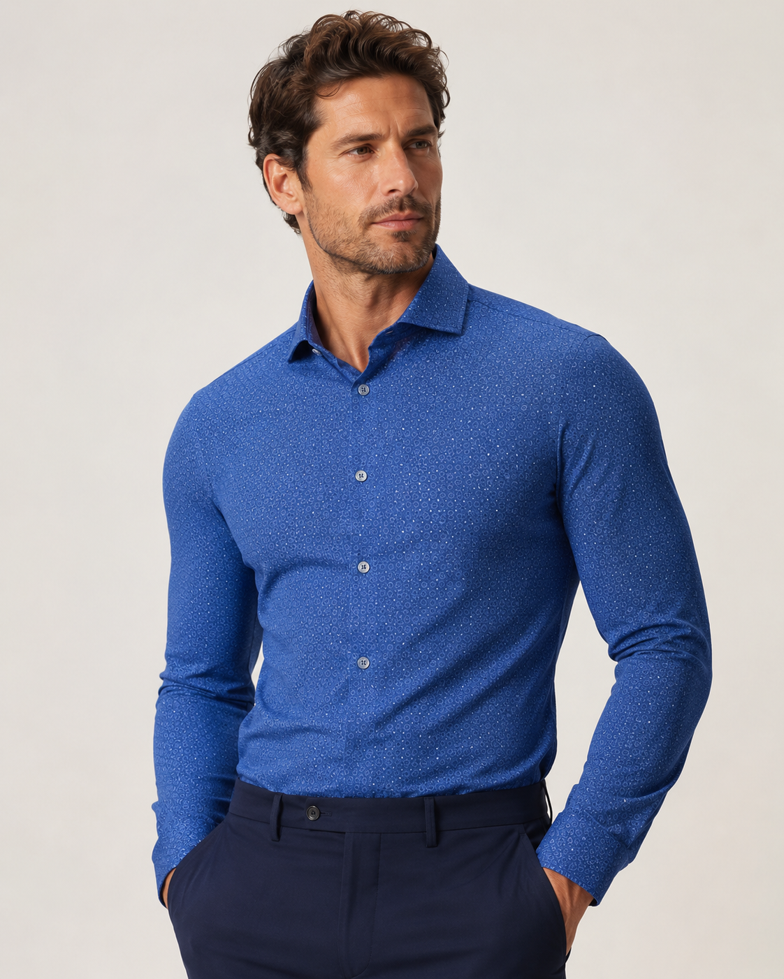 ONEFORM™ Orbit Microprint Shirt - Royal Blue worn by model