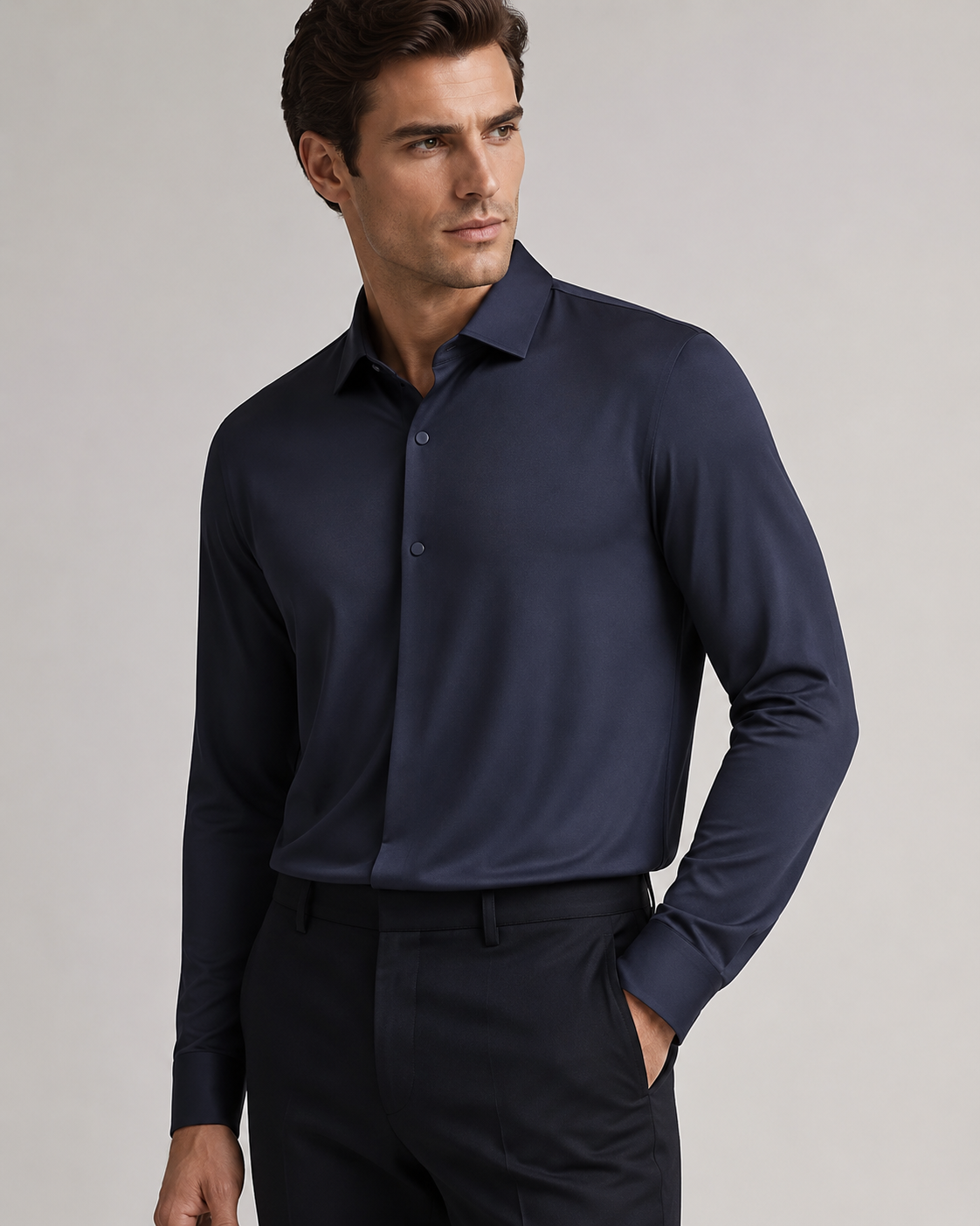 ONEFORM™ Shadow Clean Shirt - Midnight Navy worn by model