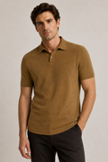 ONEFORM™ Terra Rib Polo - Camel worn by model