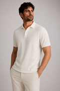 ONEFORM™ Textured Polo - Ivory worn by model
