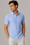 ONEFORM™ Vector Pinstripe Polo - Sky Blue worn by model